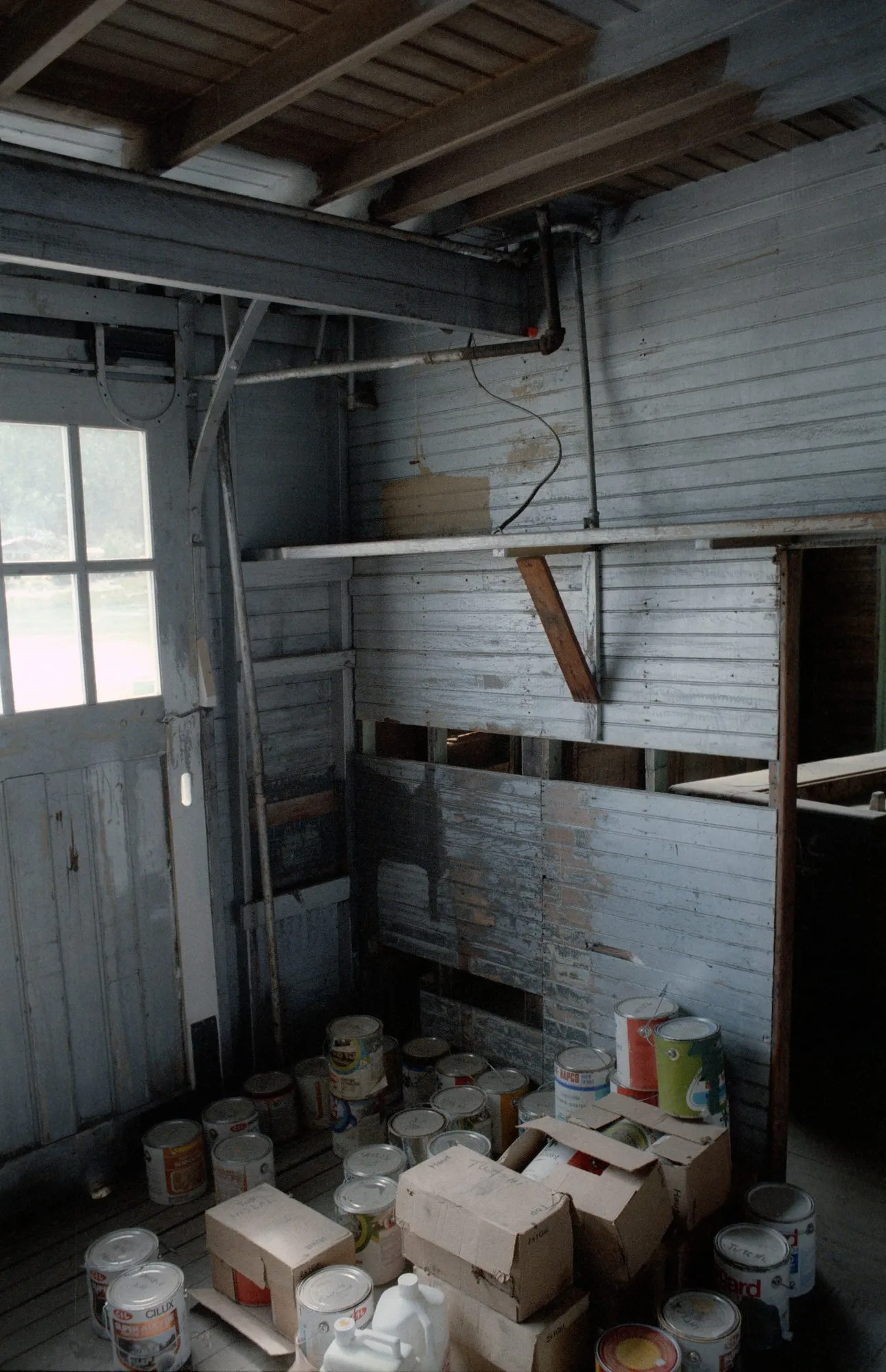 Interior with stored materials during restoration